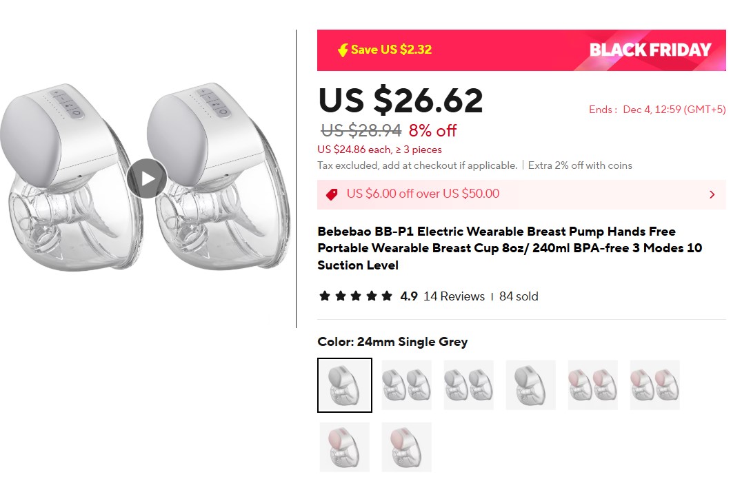 Bebebao BB-P1 Electric Wearable Breast Pump Hands Free