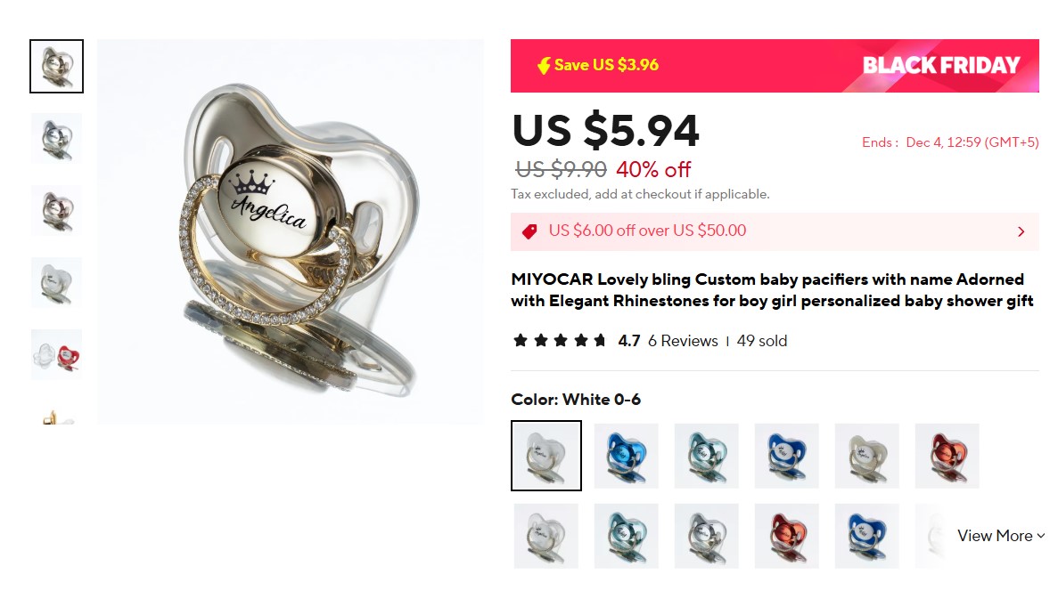 MIYOCAR Lovely bling Custom baby pacifiers