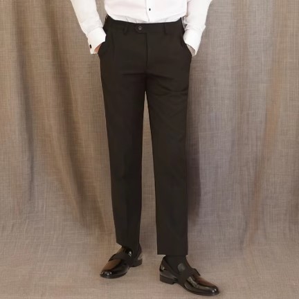 Black Men Pants with Side Satin Stripe One Piece Slim Fit