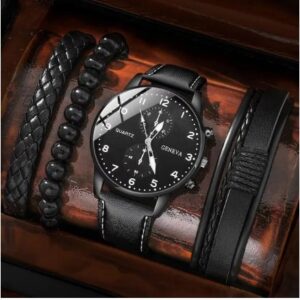 4PCS Set Fashion Mens Sports Watches Man Business Quartz