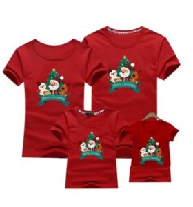 Red Family Look Mom And Me Clothes Adult Kids T-shirt 