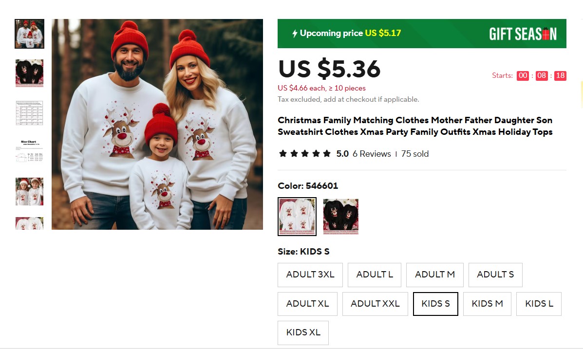 Christmas Family Matching Clothes Mother Father Daughter Son Sweatshirt