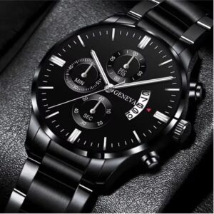 Fashion Mens Watches Luxury Black Stainless Steel Quartz thumb