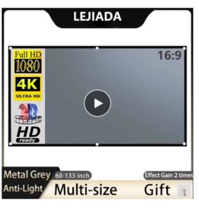 LEJIADA Projector Screen 60-133 Inch Metal Grey Anti-Light