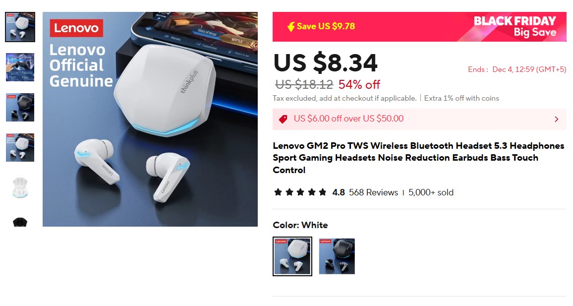 Lenovo GM2 Pro TWS Wireless Bluetooth Headset