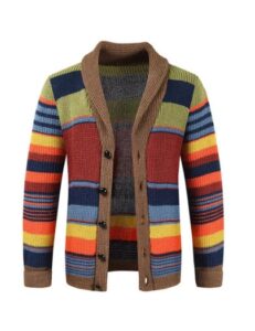 Men Sweater Stylish Men’s Knitted Color Matching Striped