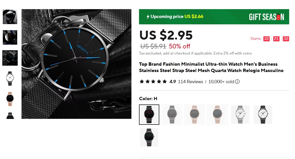 Top Brand Fashion Minimalist Ultra-thin Watch Men's Business