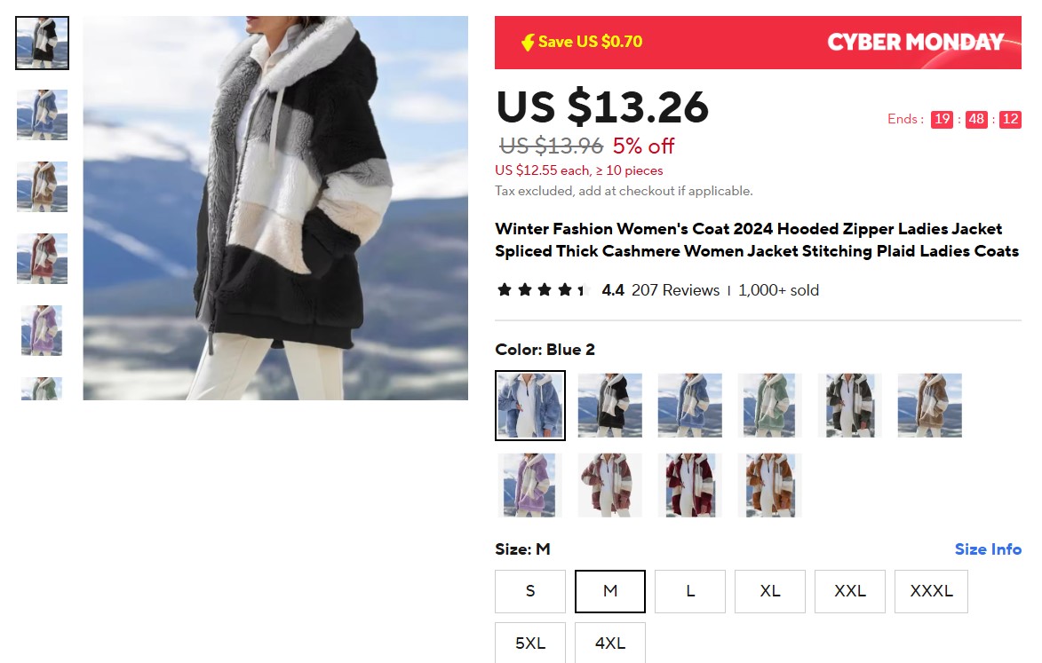 Winter Fashion Women's Coat 2024 Hooded Zipper Ladies Jacket